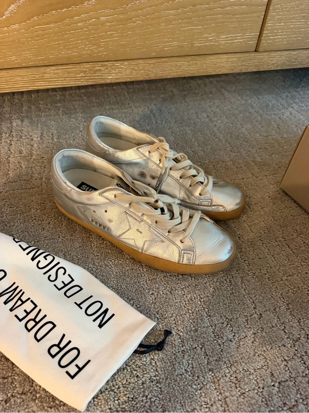Golden Goose Metallic Gold Leather Star Sneakers